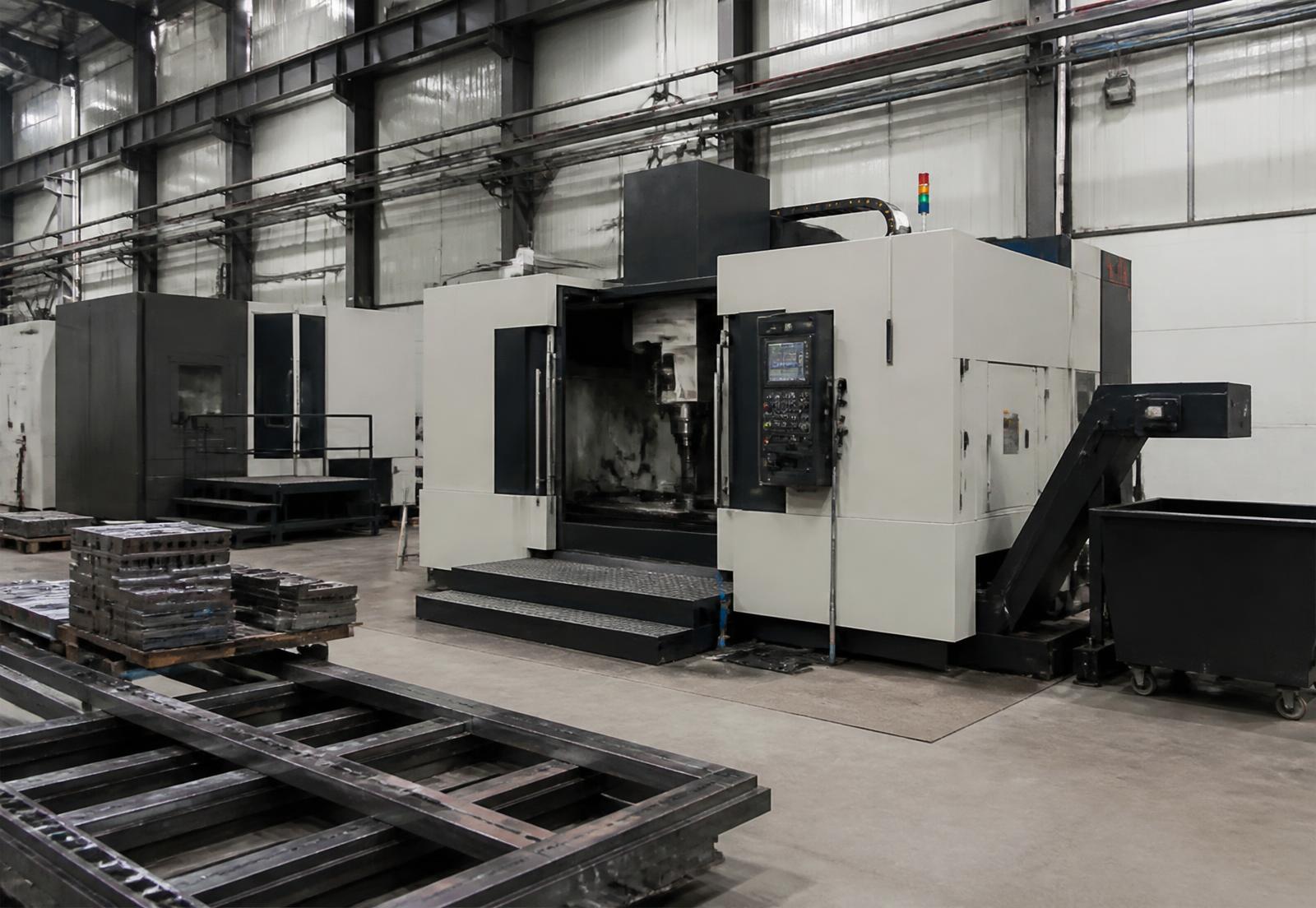 CNC machining centres on an industrial factory floor