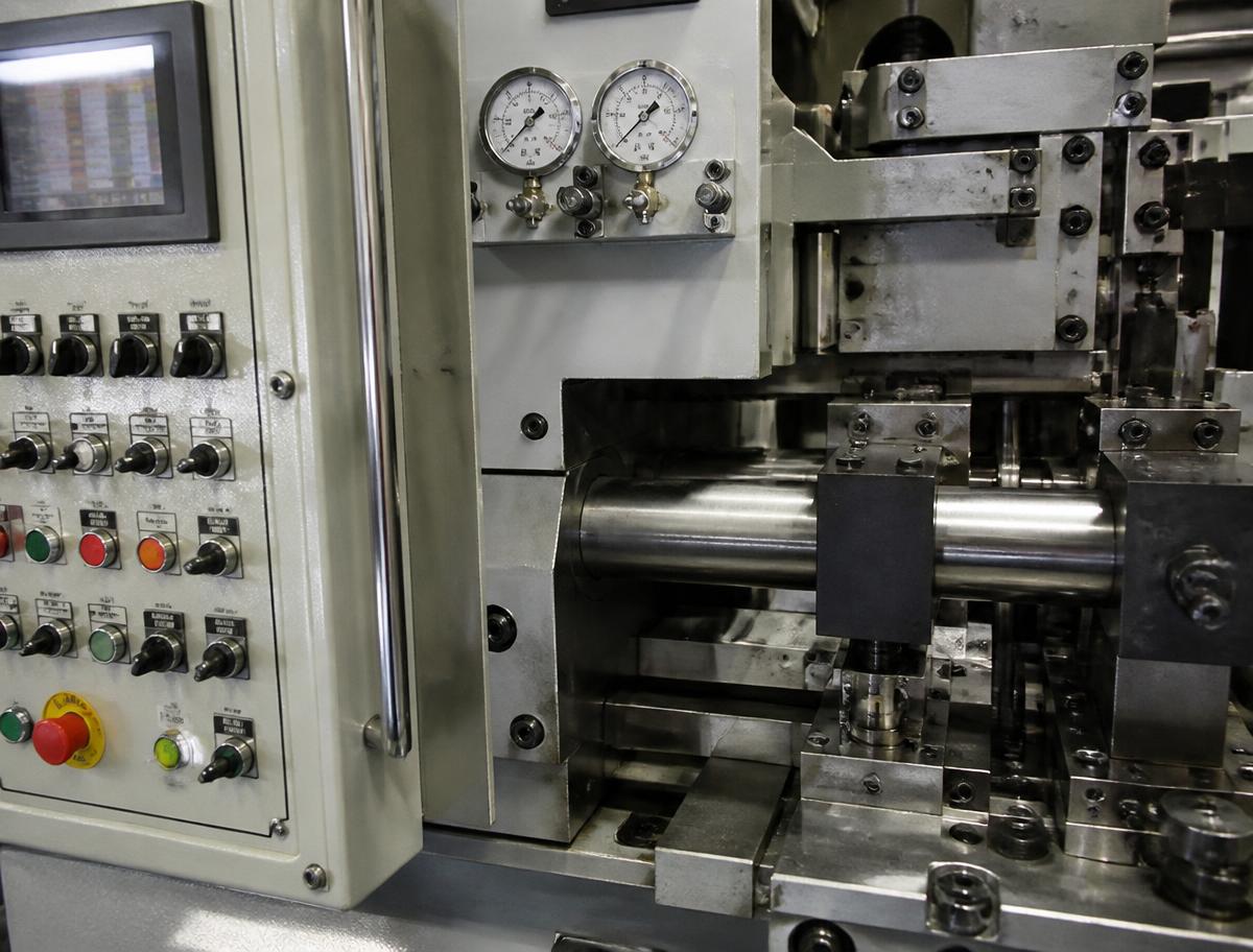 Control panel, gauges and steel components of an industrial machine